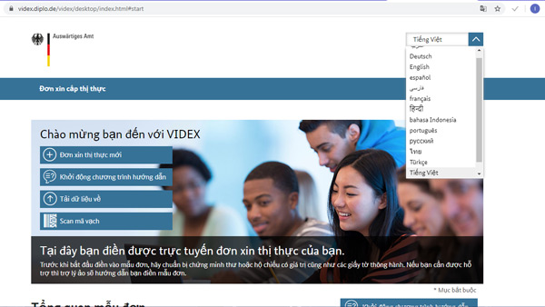 Chọn ngôn ngữ là tiếng Việt